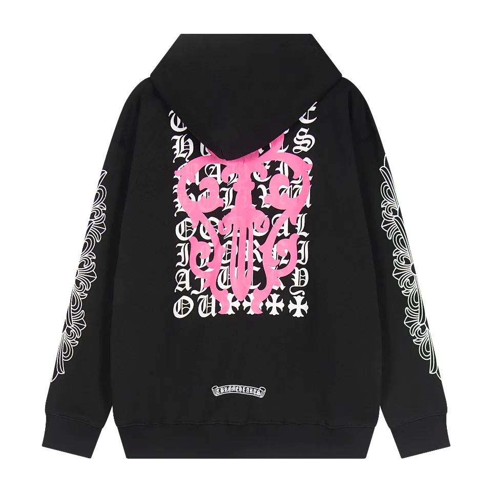 P290 Chrome Hearts Chrome Hearts Horseshoe Cross Sanskrit Cardigan Hooded Sweatshirt Size: S M L XL Color: Black, White